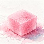 Pink cube piece of sugar