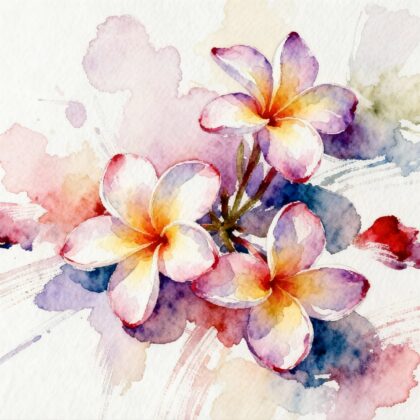Trois fleurs exotiques, couleur rose avec des tons orange et jaune