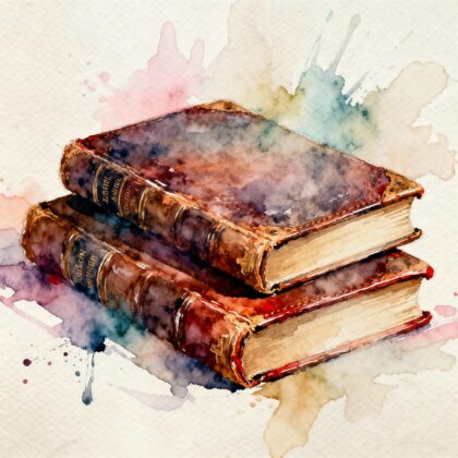Two old books with leather covers